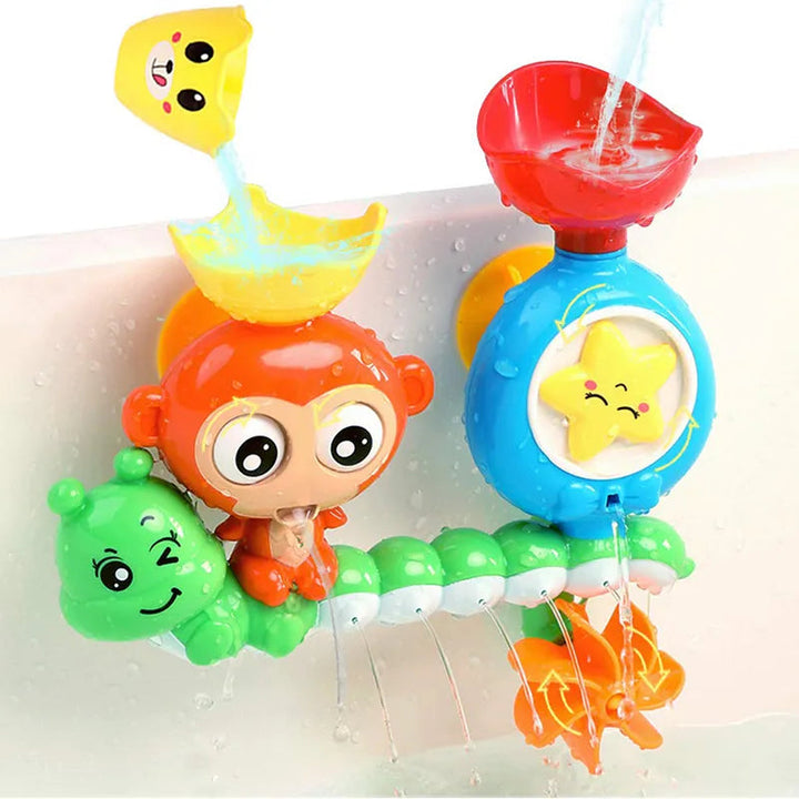 Water flowing through the animal bath toy&