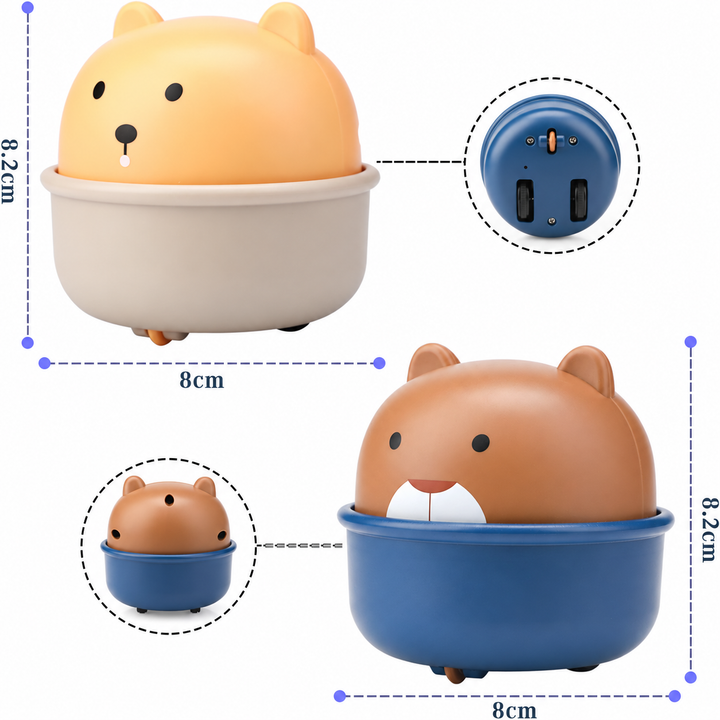 Animal car measurement graphic showing an 8 cm width, 8.2 cm height, and underside detail