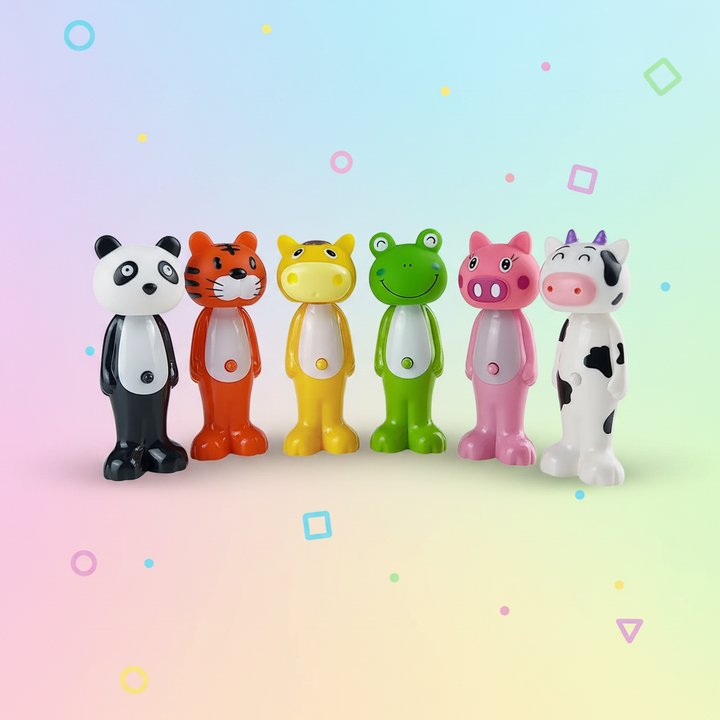 Six colorful animal-shaped kids&