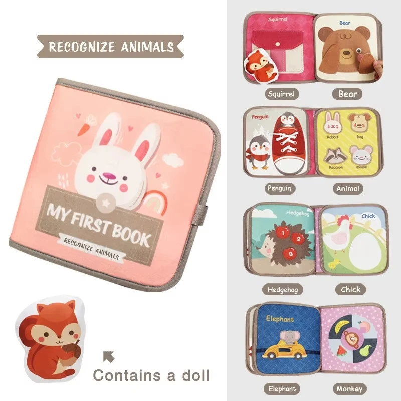 Animals 2 busy book with animal-themed activities and a removable animal doll