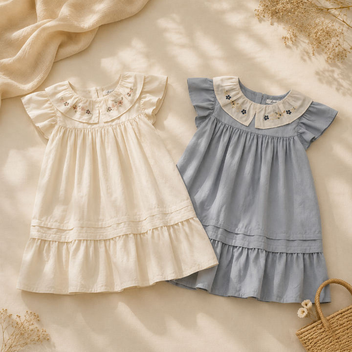 Apricot and blue girls&