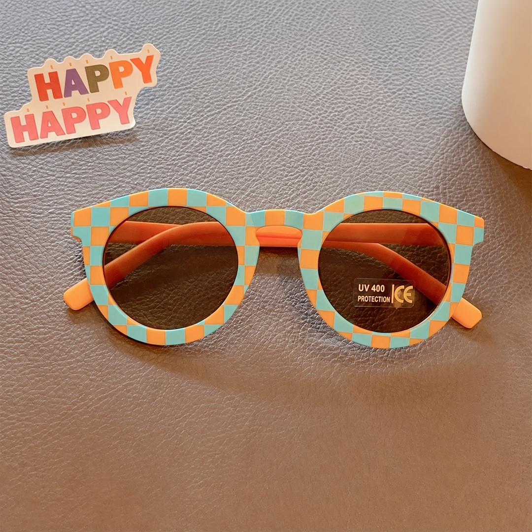 Aqua and orange checkered kids&