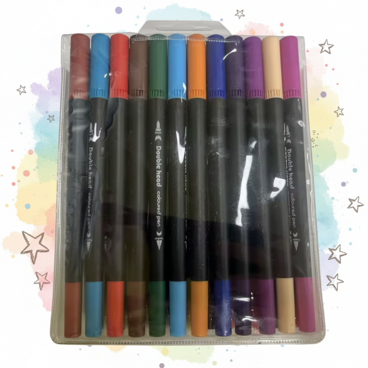 Assorted colored markers in clear packaging