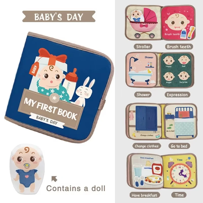 Baby Life busy book with daily-routine activities and a removable baby doll