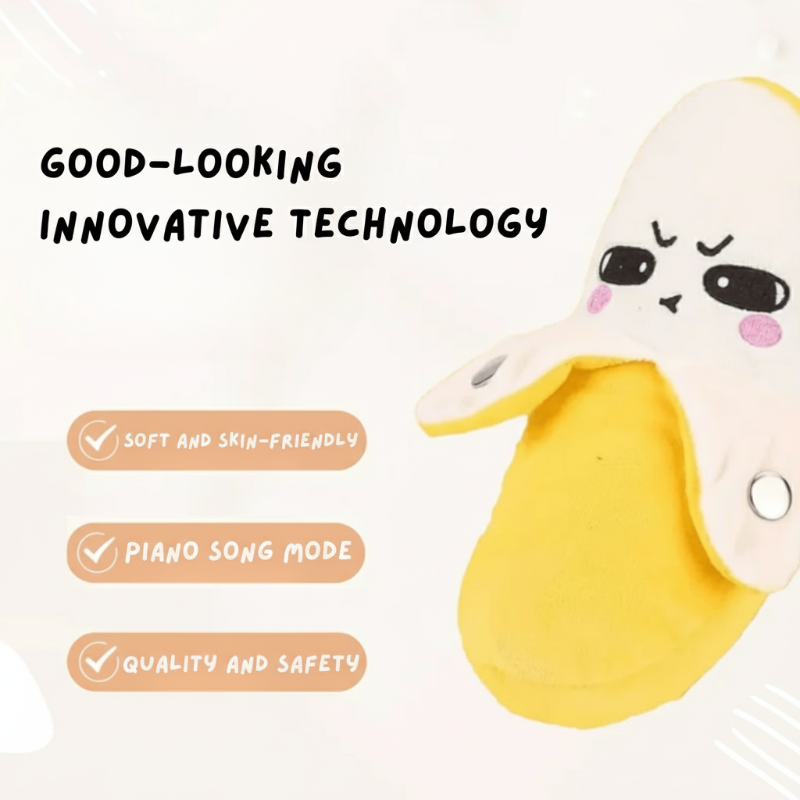 Close-up of the banana plush piano&
