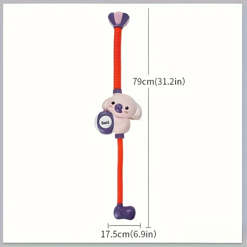 Bath shower toy measurement diagram showing a height of 79 cm and a width of 17.5 cm