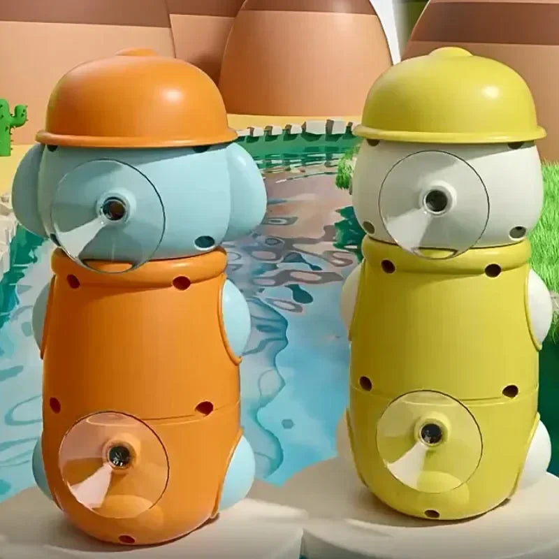 Rear view of duck and elephant bath toys showing two suction cups on each