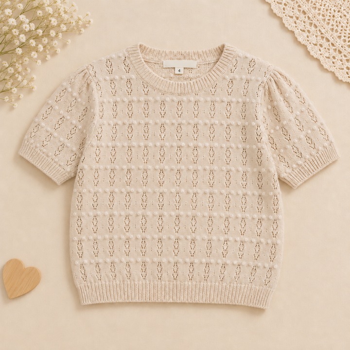 Beige short-sleeve girls&