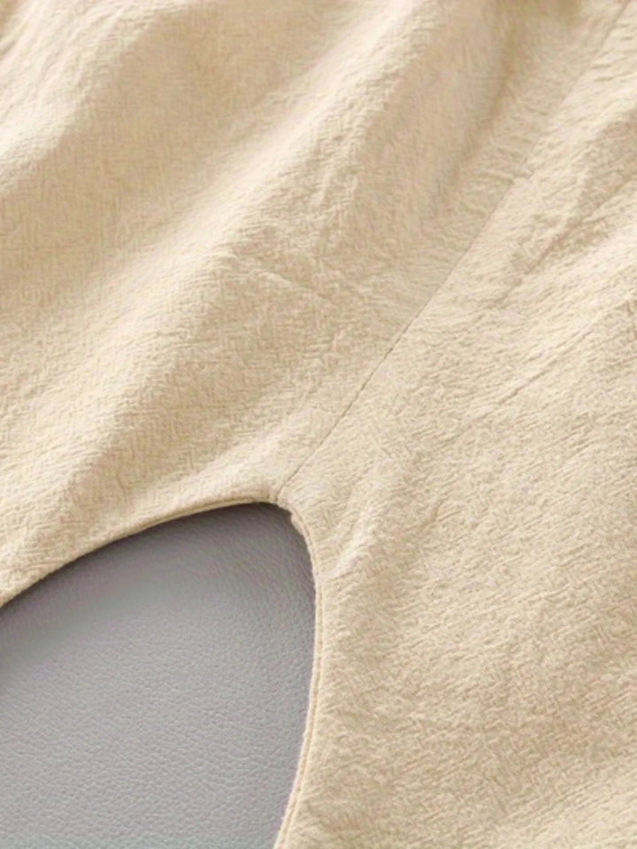 Close-up of the beige shorts&