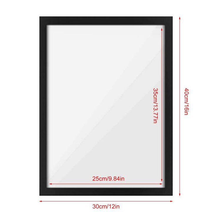 Magnetic frame diagram with 30 x 40 cm outer dimensions and a 25 x 35 cm opening