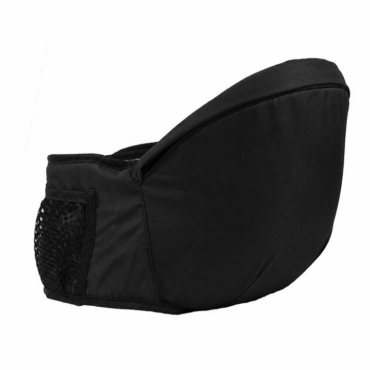 Black hip carry seat with a mesh side pocket