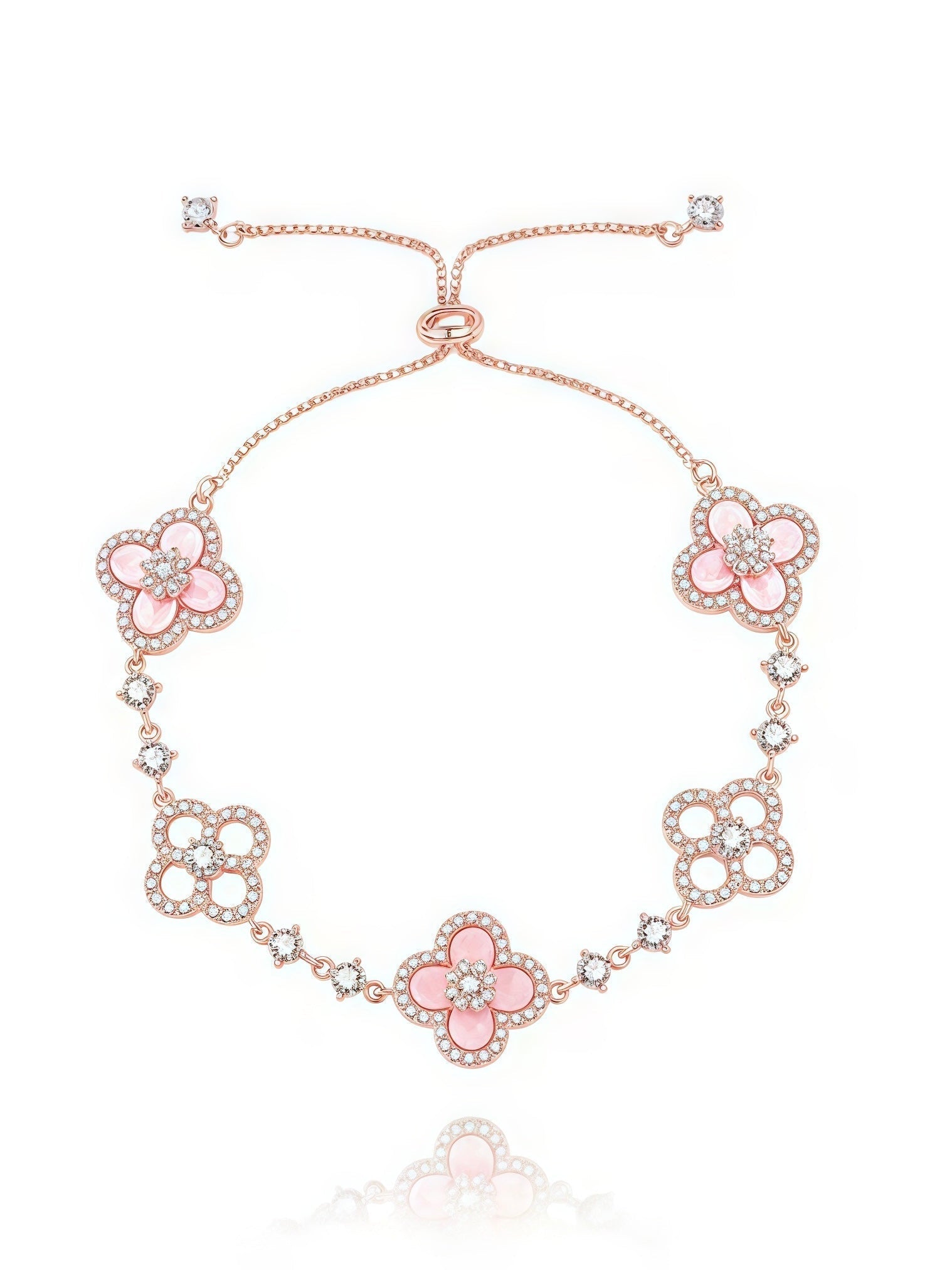 Blossom Shine Floral Shell Crystal Bracelet Product Image 02