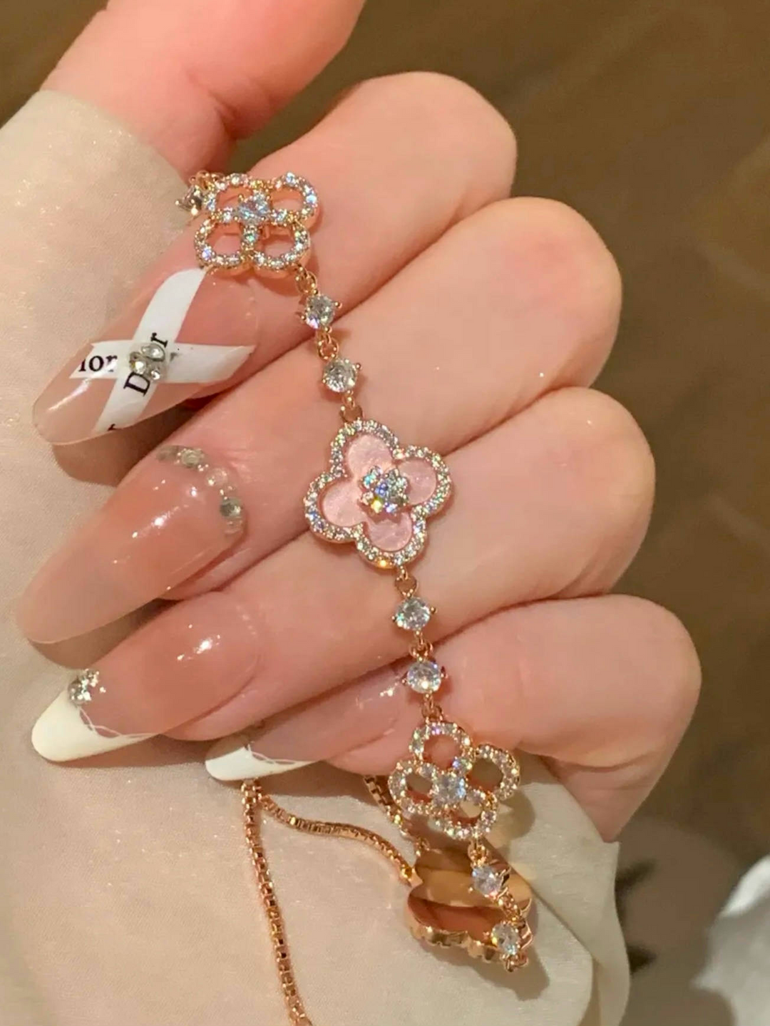 Blossom Shine Floral Shell Crystal Bracelet Product Image 03