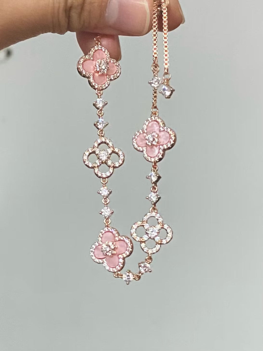 Blossom Shine Floral Shell Crystal Bracelet Product Image 07