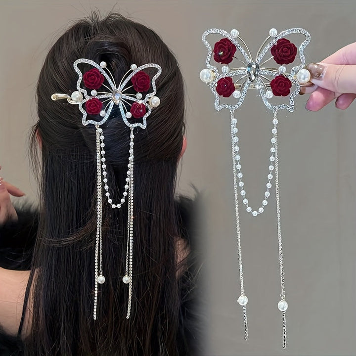 Blossomwing Rhinestone Butterfly Hairpin Product Image 01