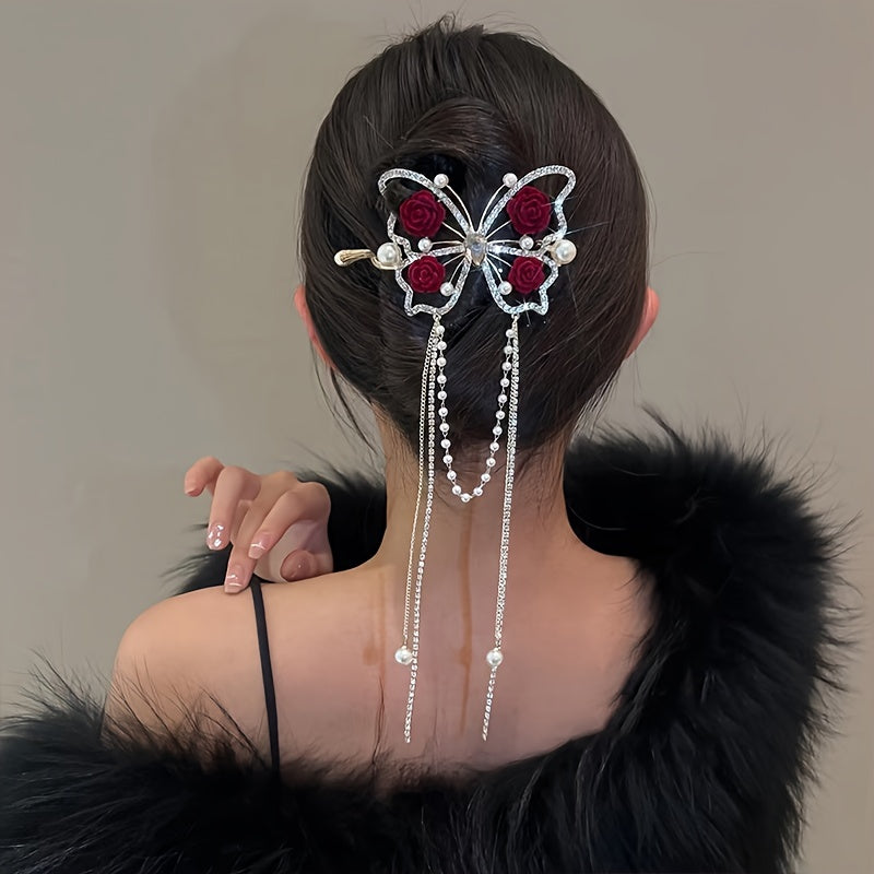 Blossomwing Rhinestone Butterfly Hairpin Product Image 05
