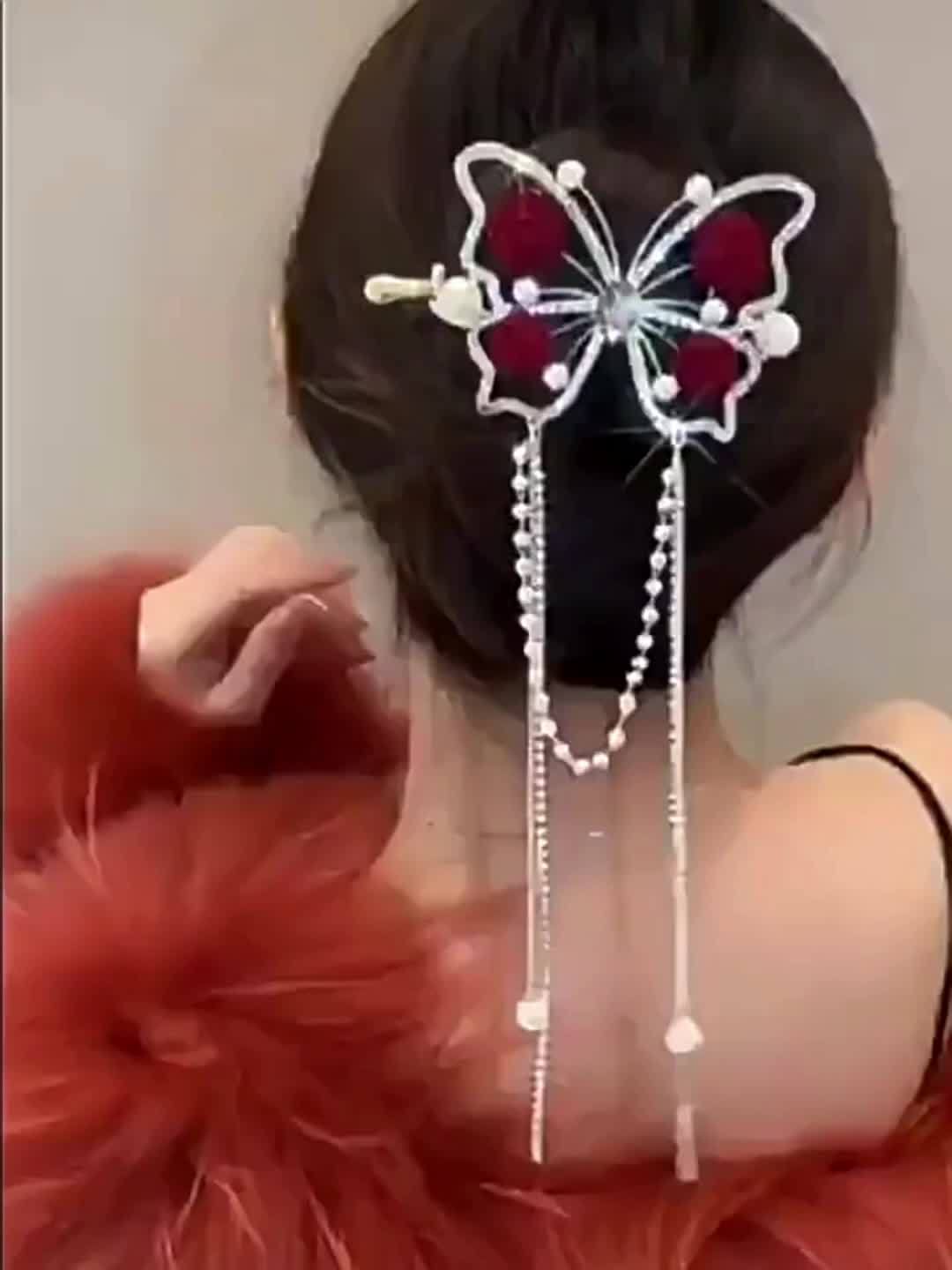 Blossomwing Rhinestone Butterfly Hairpin Product Image 08