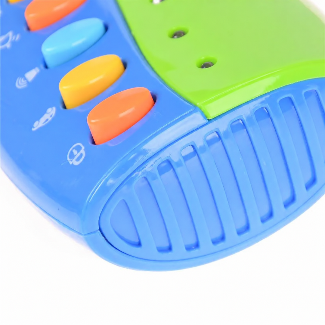 Close-up of the blue baby key toy&