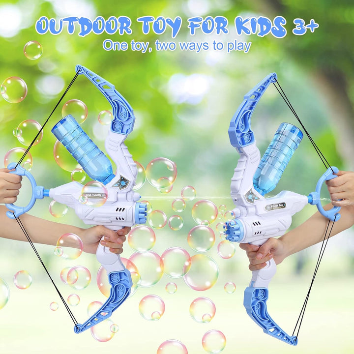 Blue-and-white 2-in-1 bubble bows pictured with an ages 3 and up label