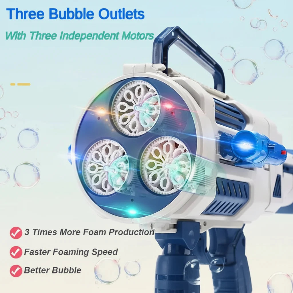 Close-up of a blue bubble gun&