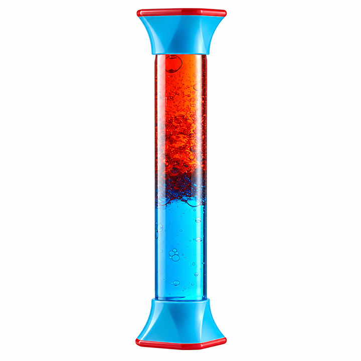Color Mix sensory tube with red and blue liquid and blue end caps