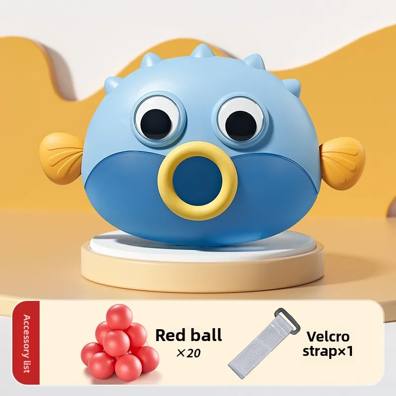 Blue fish ball game with 20 red balls and one adjustable waist strap