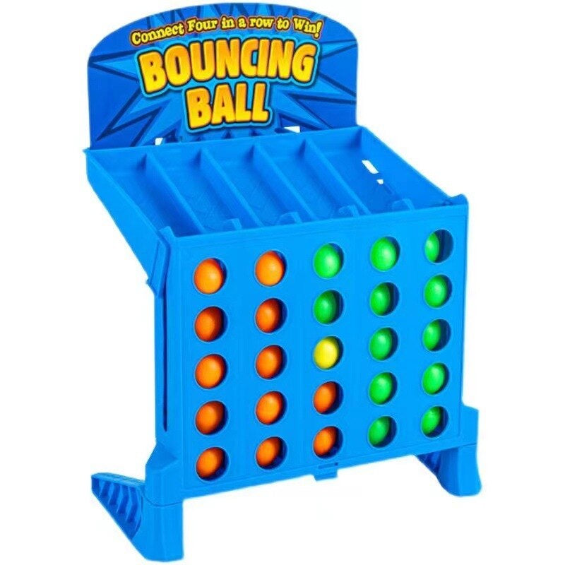 Blue ball toss grid holding colored balls in rows