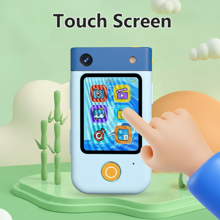 Finger selecting an app on the blue kids&