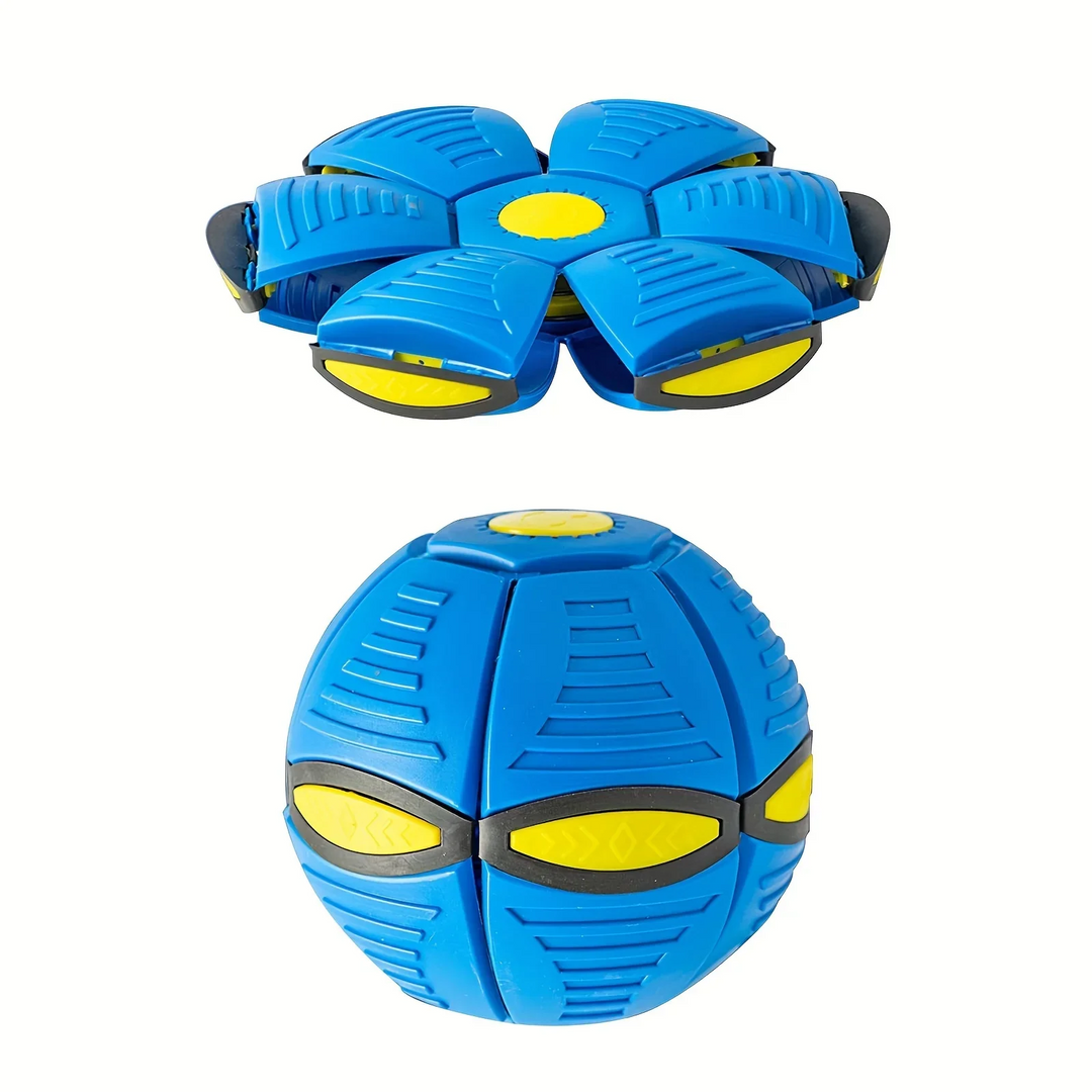 Blue outdoor ball toy in flattened disc and round shapes