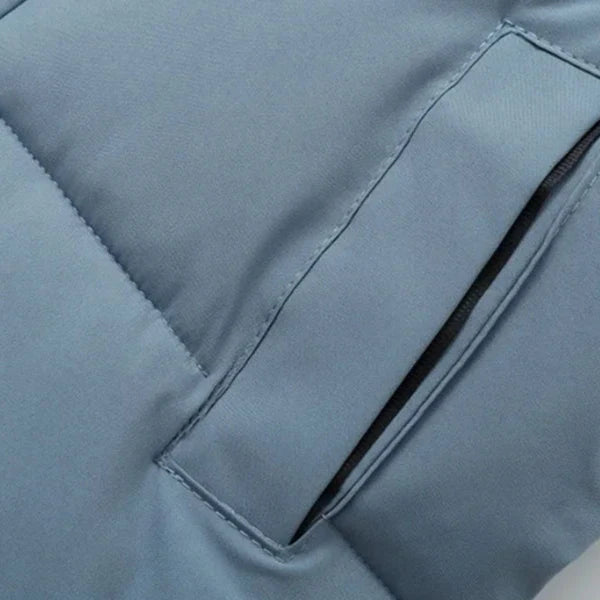 Close-up of a blue winter coat&