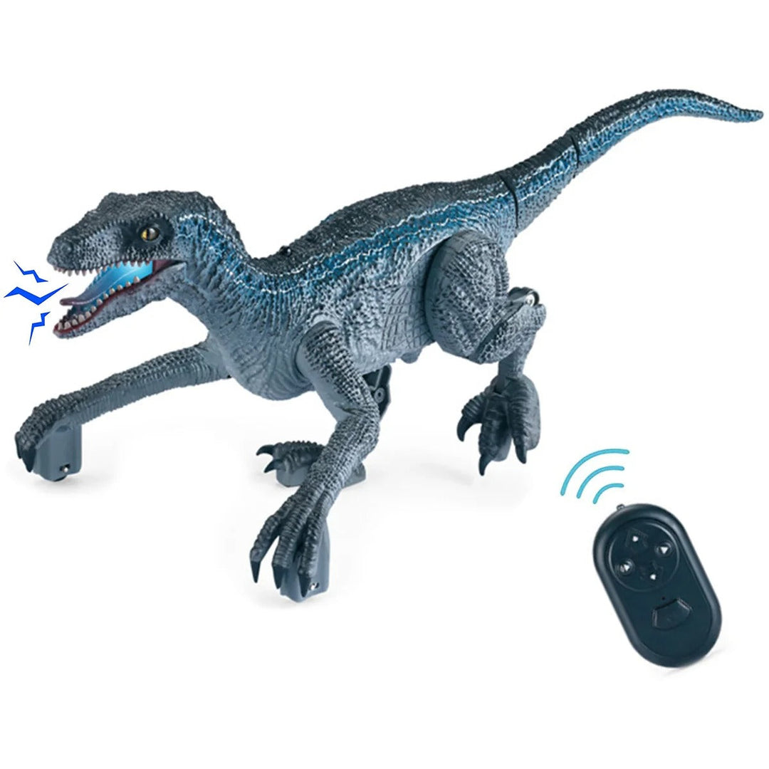 Blue remote control dinosaur with handheld controller