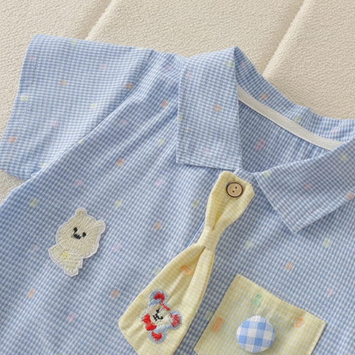 Close-up of the blue romper&