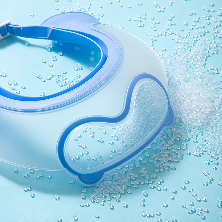 Close-up of a blue baby shower cap&