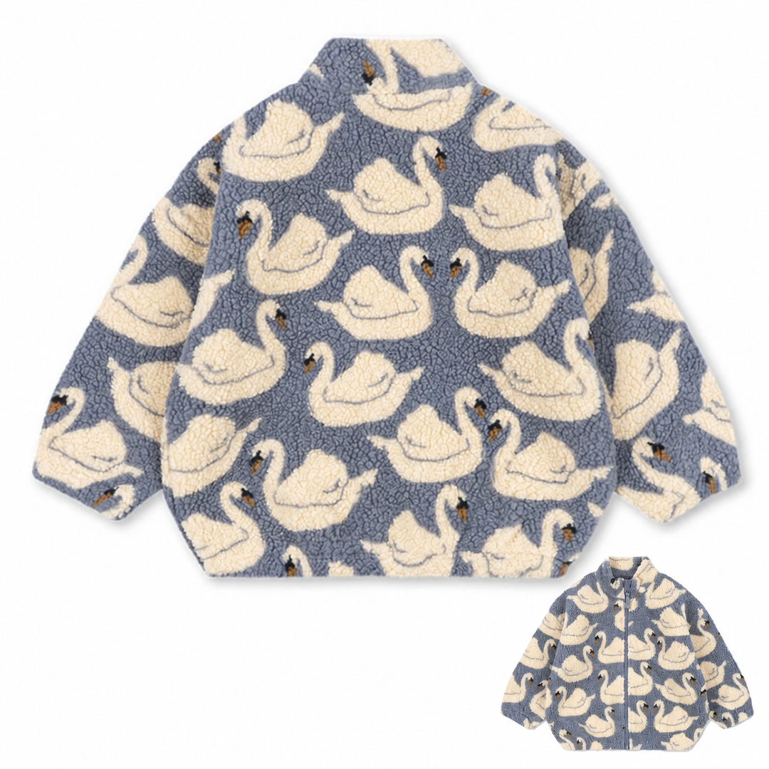 Blue swan-print kids&
