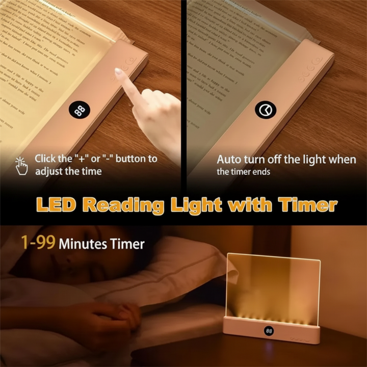 Book light timer demonstration showing button adjustment and bedside use