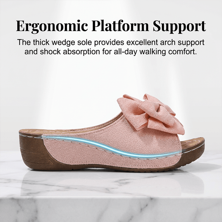 Breezy Bow Wedge Sandals Grippy Outsole Product Image 03