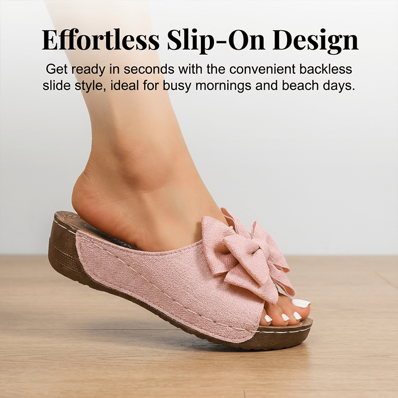 Breezy Bow Wedge Sandals Grippy Outsole Product Image 04