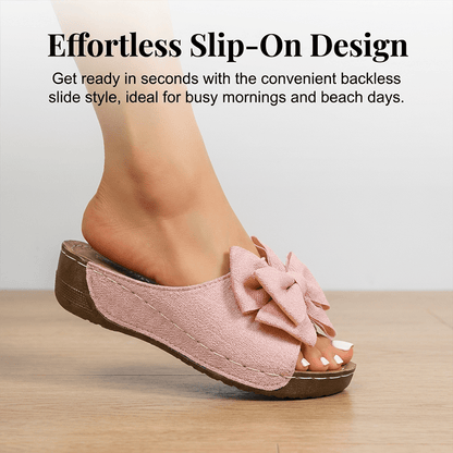 Breezy Bow Wedge Sandals Grippy Outsole Product Image 04