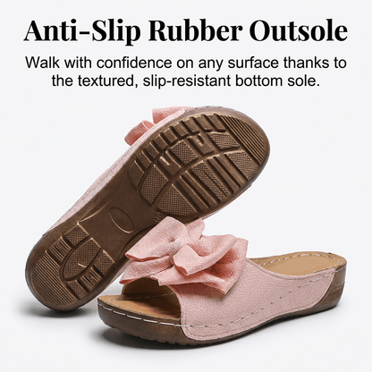 Breezy Bow Wedge Sandals Grippy Outsole Product Image 06