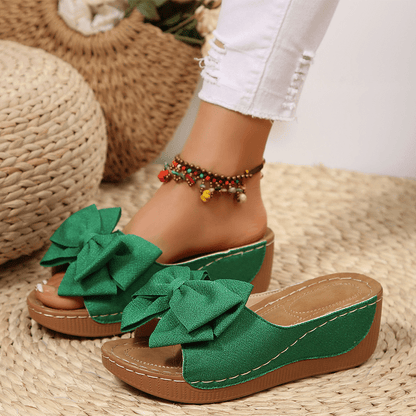 Breezy Bow Wedge Sandals Grippy Outsole Product Image 13