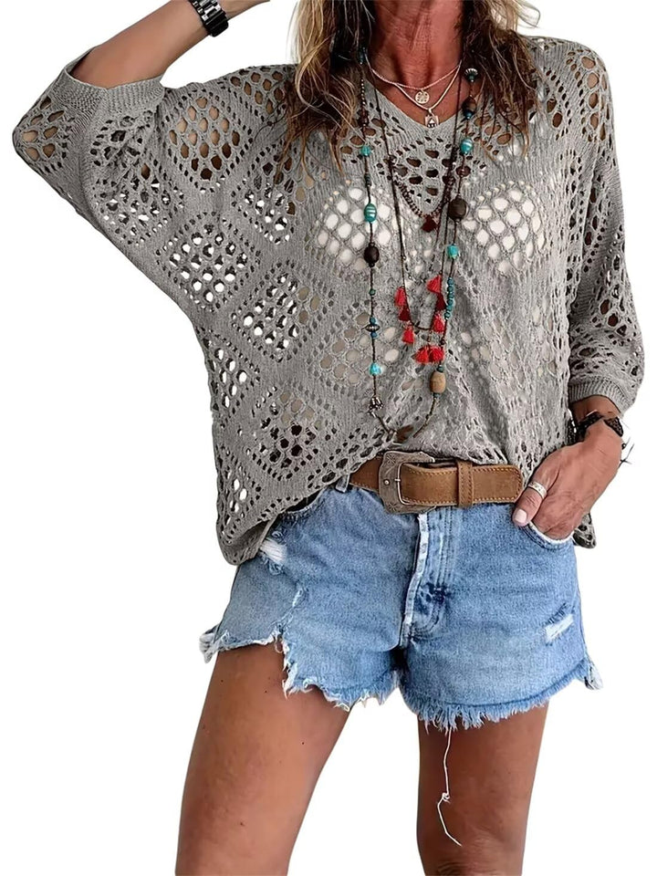 Breezy Crochet V Neck Summer Layer Top Product Image 03