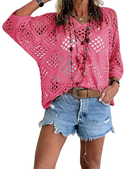 Breezy Crochet V Neck Summer Layer Top Product Image 07