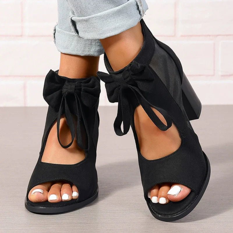 Brielle Bow Open Toe Block Heel Sandals Product Image 01