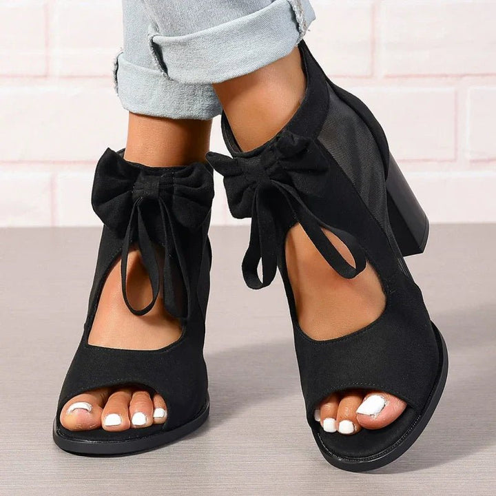 Brielle Bow Open Toe Block Heel Sandals Product Image 01
