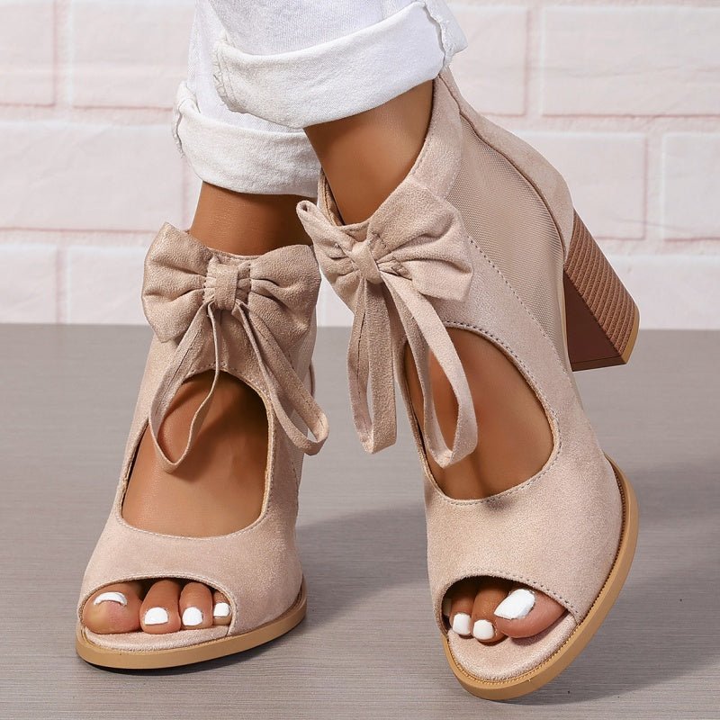 Brielle Bow Open Toe Block Heel Sandals Product Image 03
