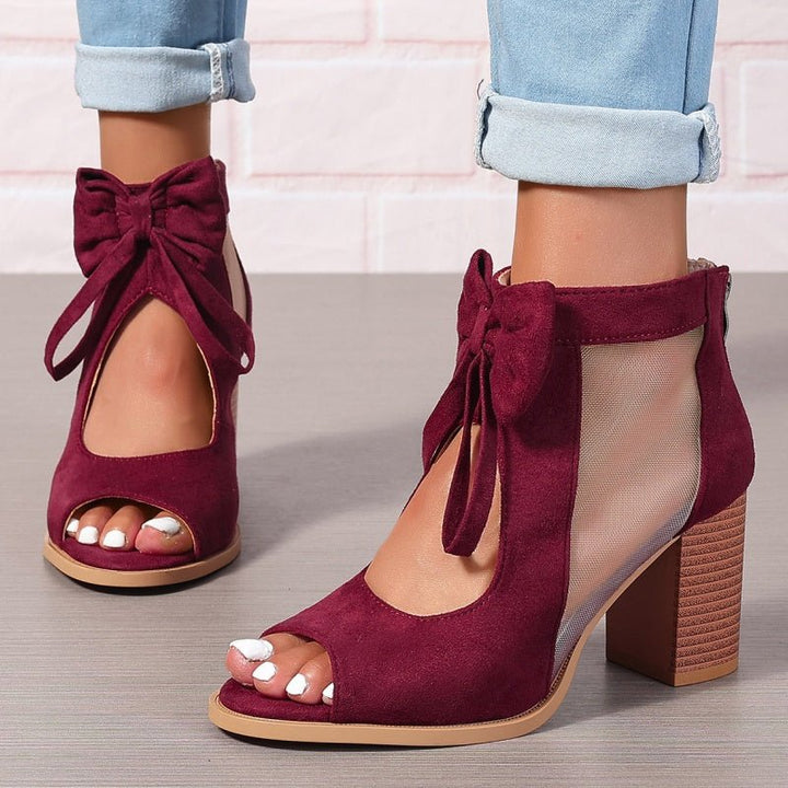 Brielle Bow Open Toe Block Heel Sandals Product Image 04