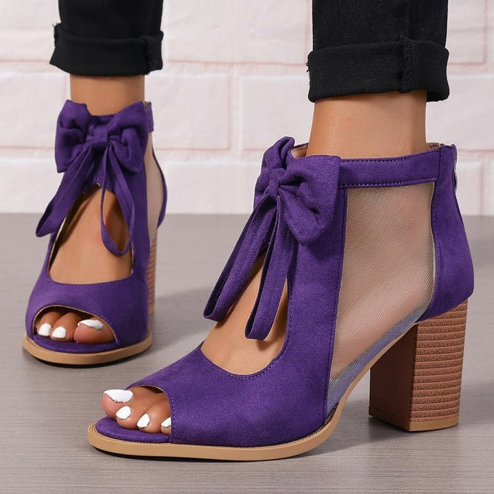 Brielle Bow Open Toe Block Heel Sandals Product Image 05