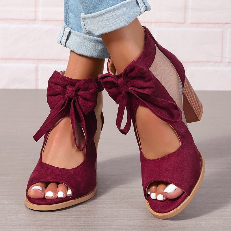 Brielle Bow Open Toe Block Heel Sandals Product Image 07