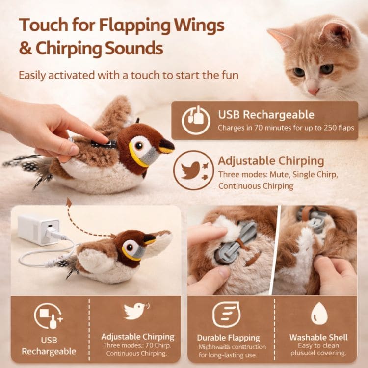 Brightwing Rechargeable Interactive Cat Bird Toy Product Image 07