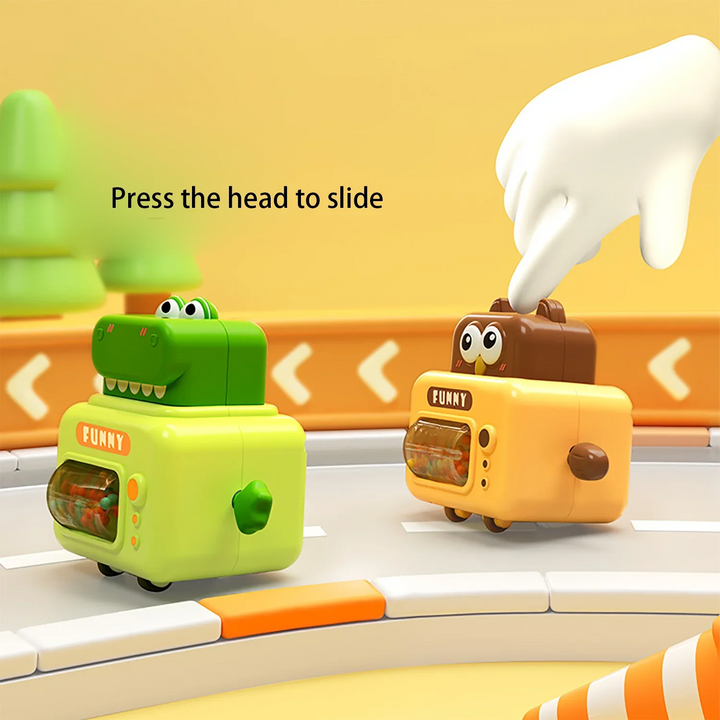 A hand presses the brown owl car&